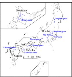 日本水流方向|日本河川図 Rivers in Japan